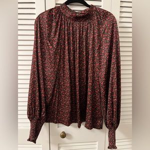 Gap like new satin mock neck floral blouse.